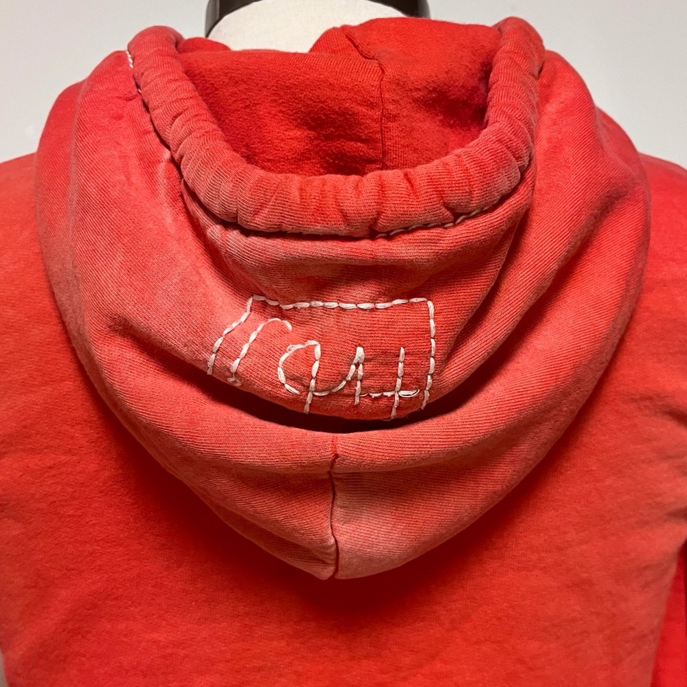 True Religion VTG Hoodie Womens Medium Y2K Red Full Zip Fleece Deep Stitch 90s - Picture 5 of 16